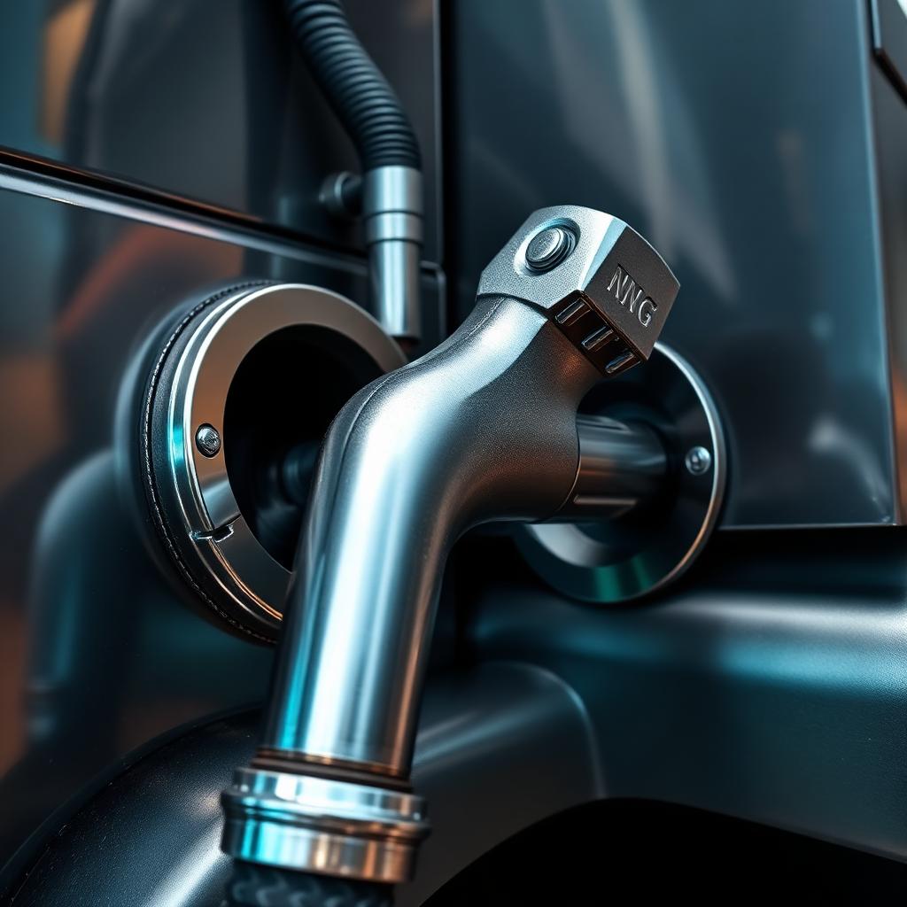 CNG dispenser refueling a heavy-duty logistics truck